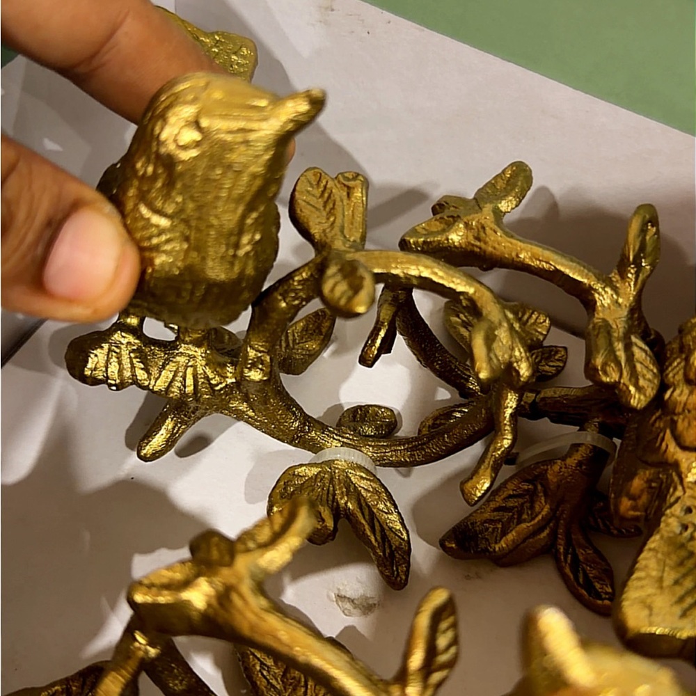 4 Gold Decorative Bird Napkin Rings Set